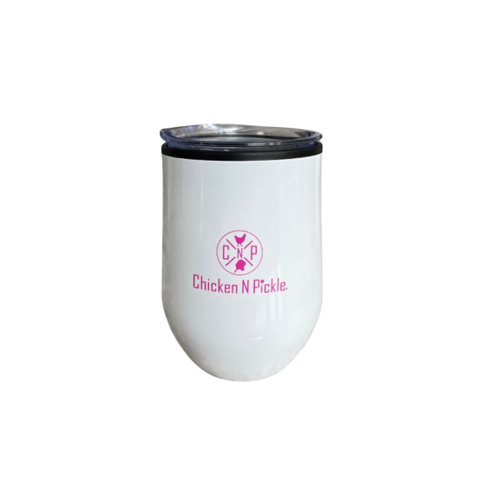 CHICKEN N PICKLE || WHITE, PINK || STEMLESS TUMBLER || 12 oz